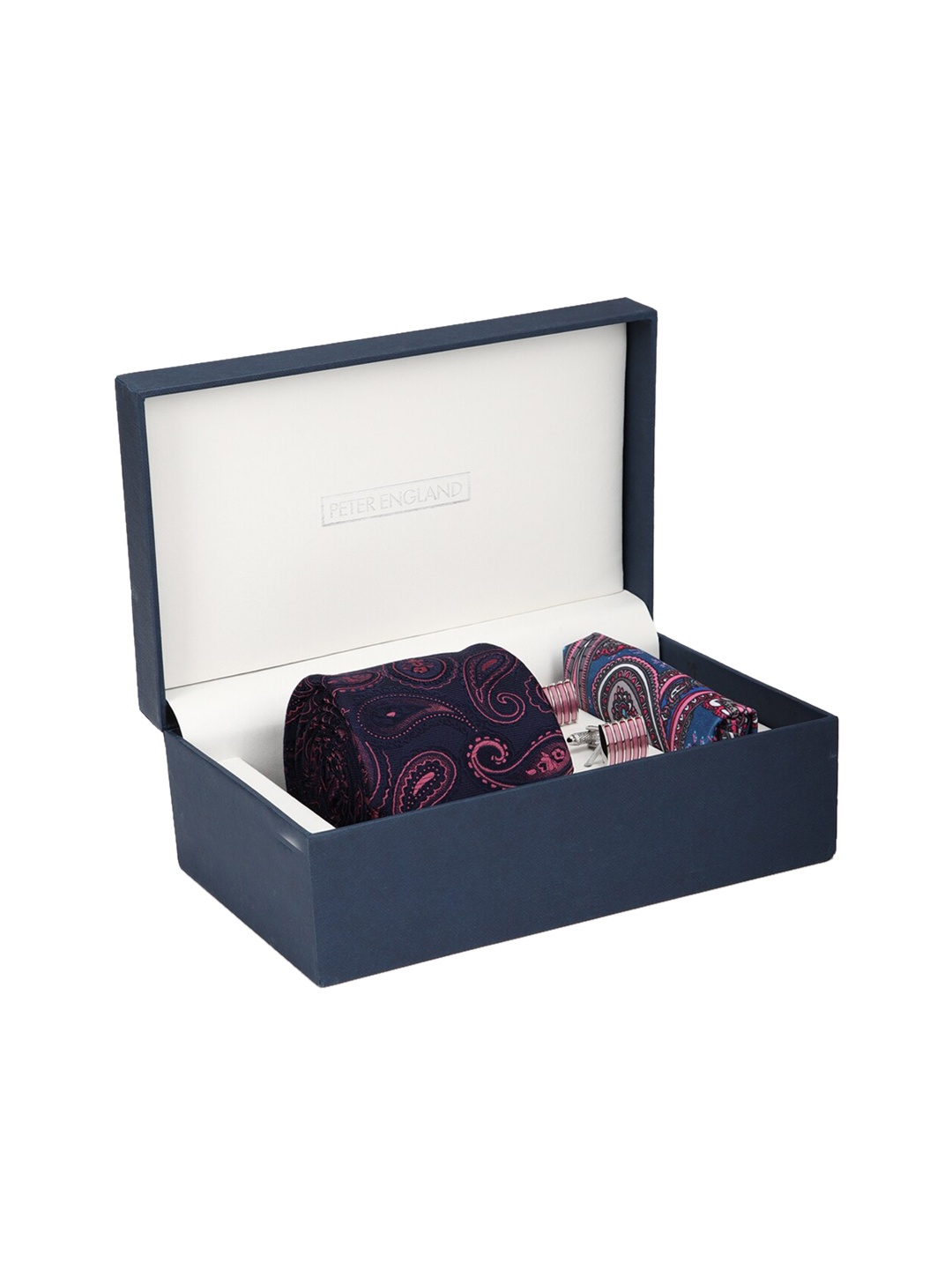 

Peter England Men Maroon & Navy Blue Printed Accessory Gift Set