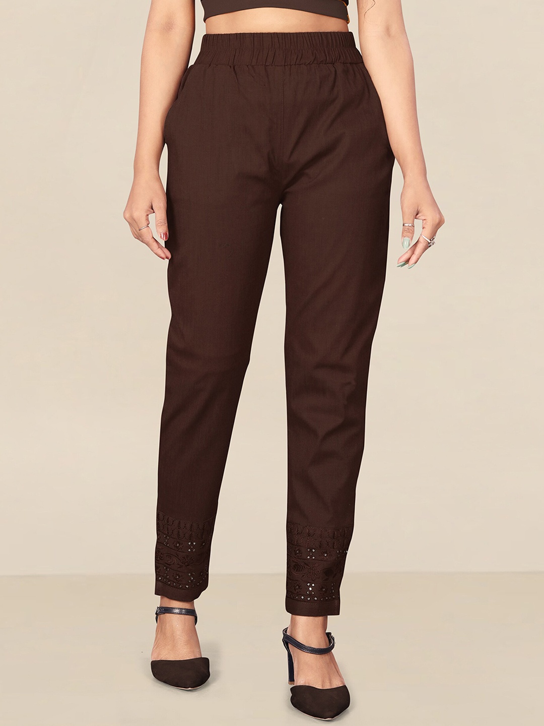 

UNITED LIBERTY Women Brown Relaxed Easy Wash Regular Fit Trousers