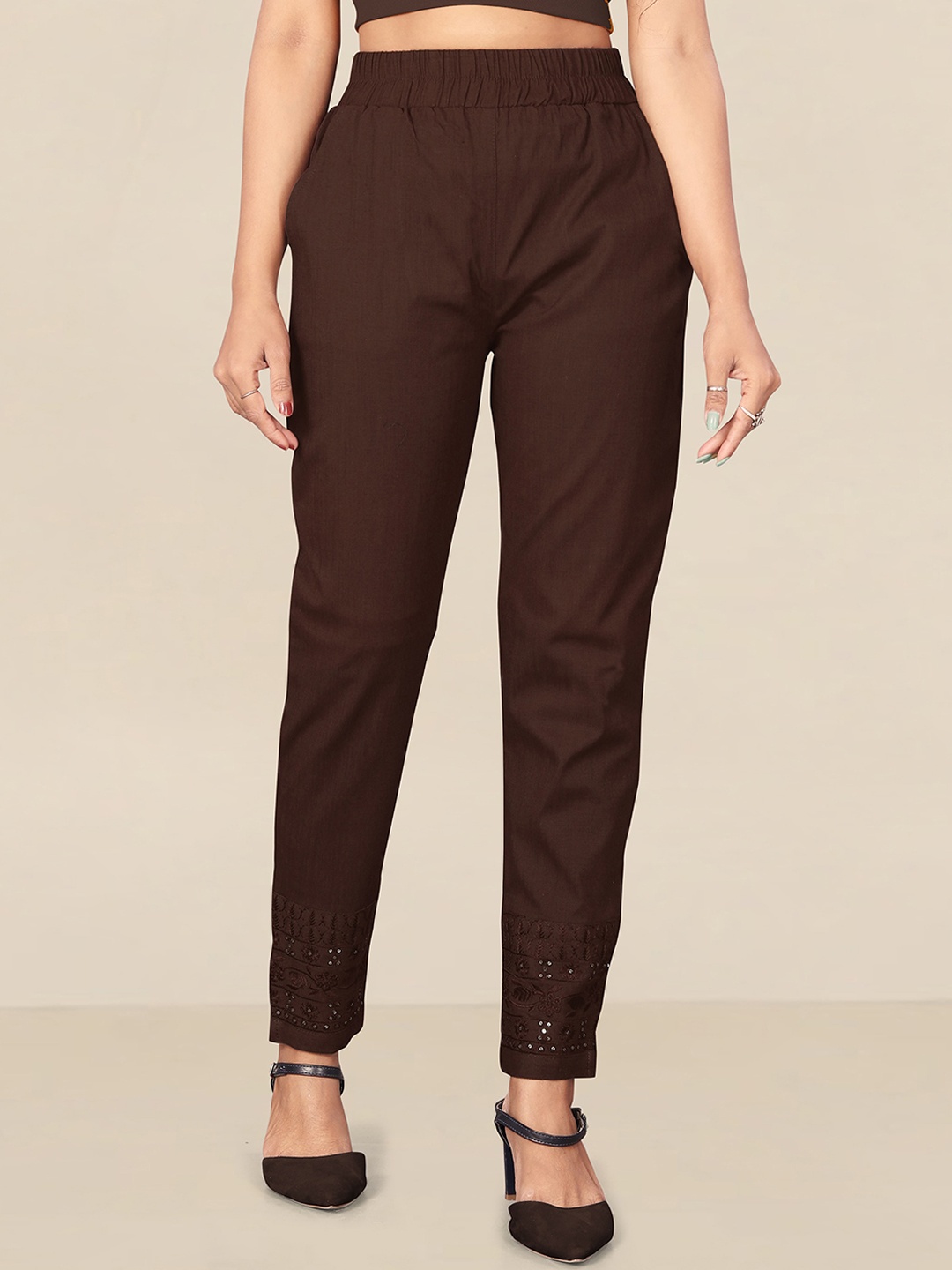 

UNITED LIBERTY Women Brown Lycra Stretchable Trouser