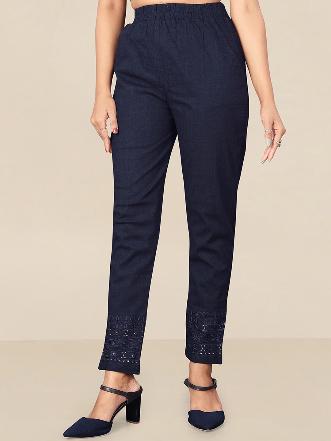 

UNITED LIBERTY Women Blue Lycra Stretchable Trouser