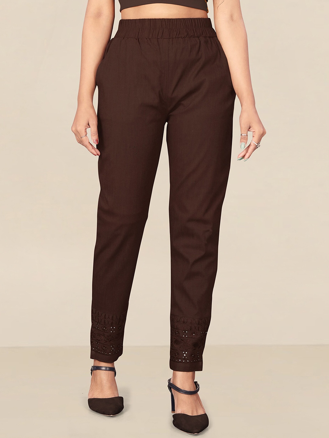 

UNITED LIBERTY Women Brown Relaxed Easy Wash Regular Fit Trousers
