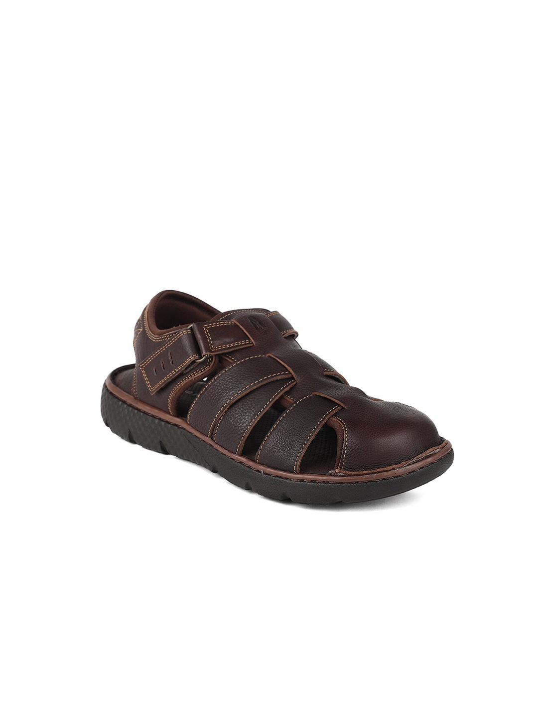 

Hush Puppies Men Brown & Black Leather Fisherman Sandals