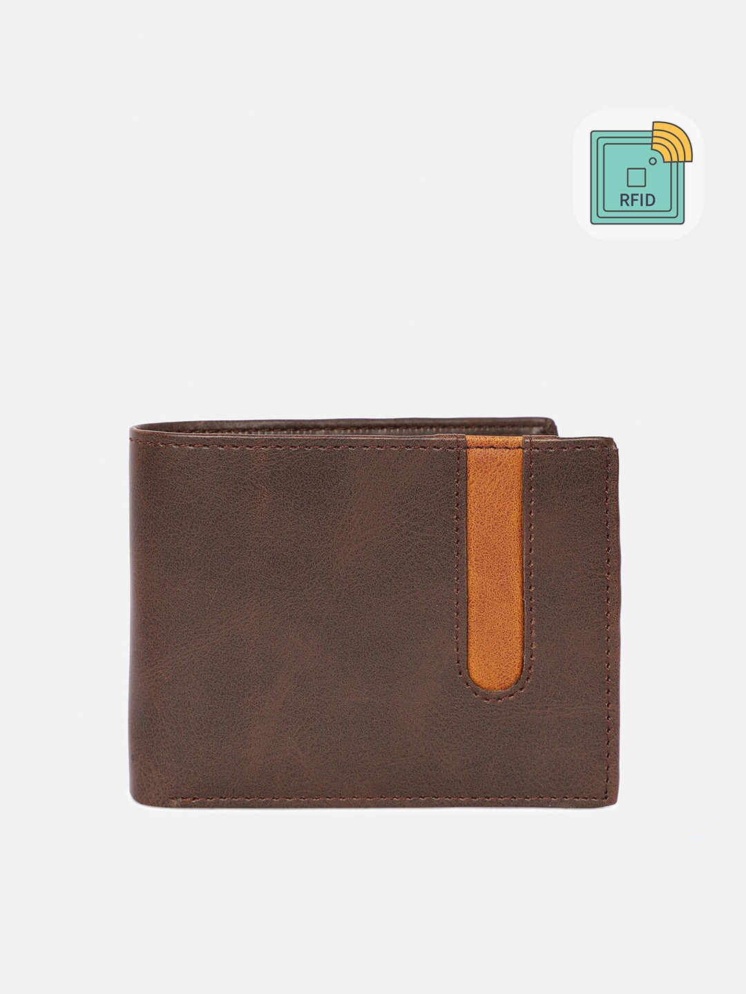 

SAMTROH Men Brown Applique PU Two Fold Wallet