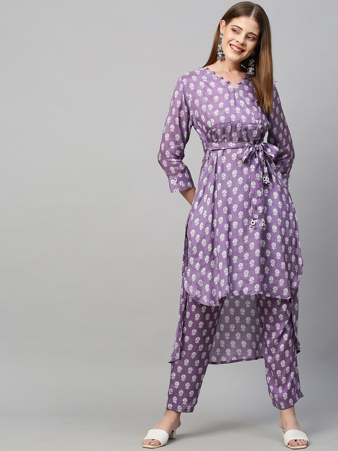 

FASHOR Women Purple Ethnic Motifs Printed Co-ords