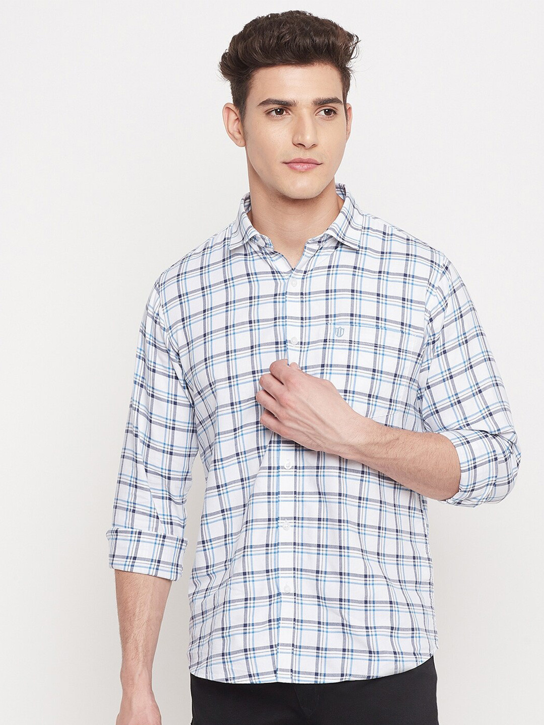 

Duke Men White Slim Fit Checked Casual Shirt