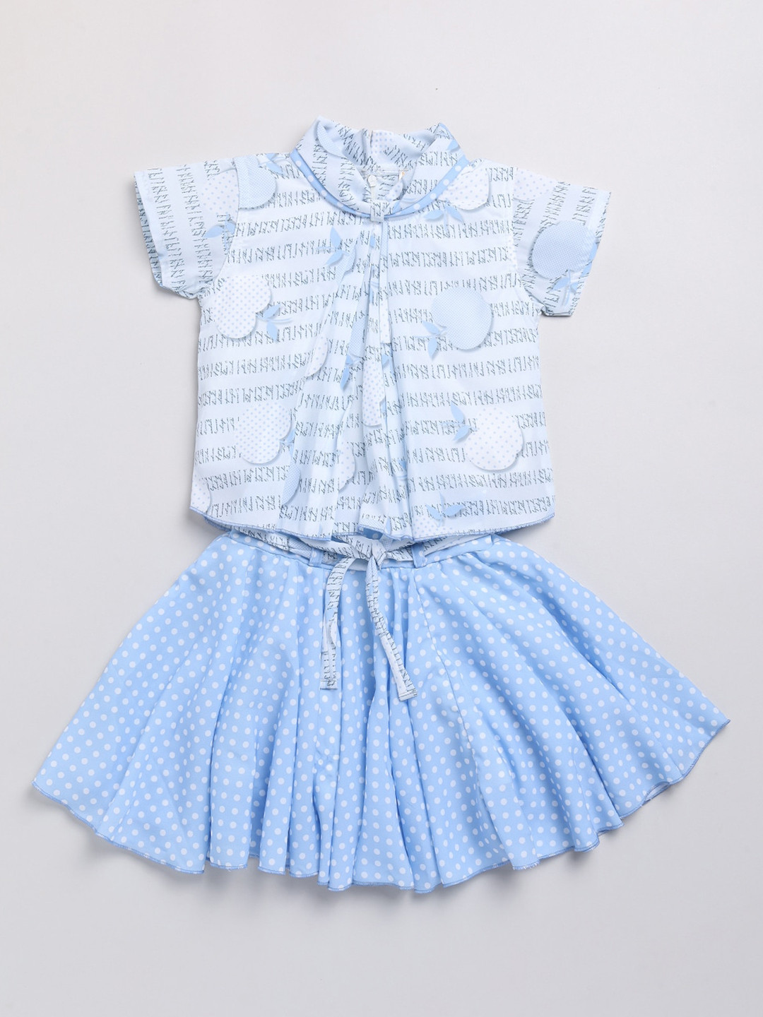 

Nottie Planet Girls Turquoise Blue Printed Top with Skirt