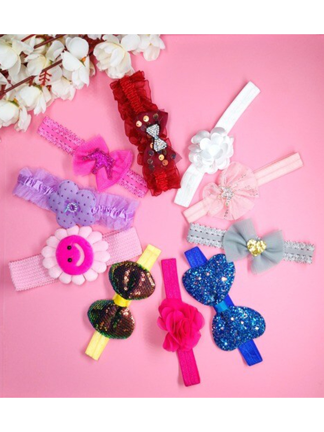 

ANNA CREATIONS Women Multicoloured Set Of 10 Embellished Hairband, Multi