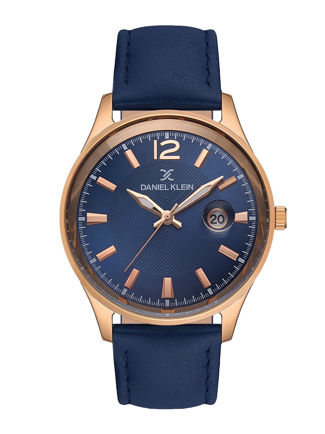 

Daniel Klein Men Pink Embellished Dial & Blue Leather Straps Analogue Watch