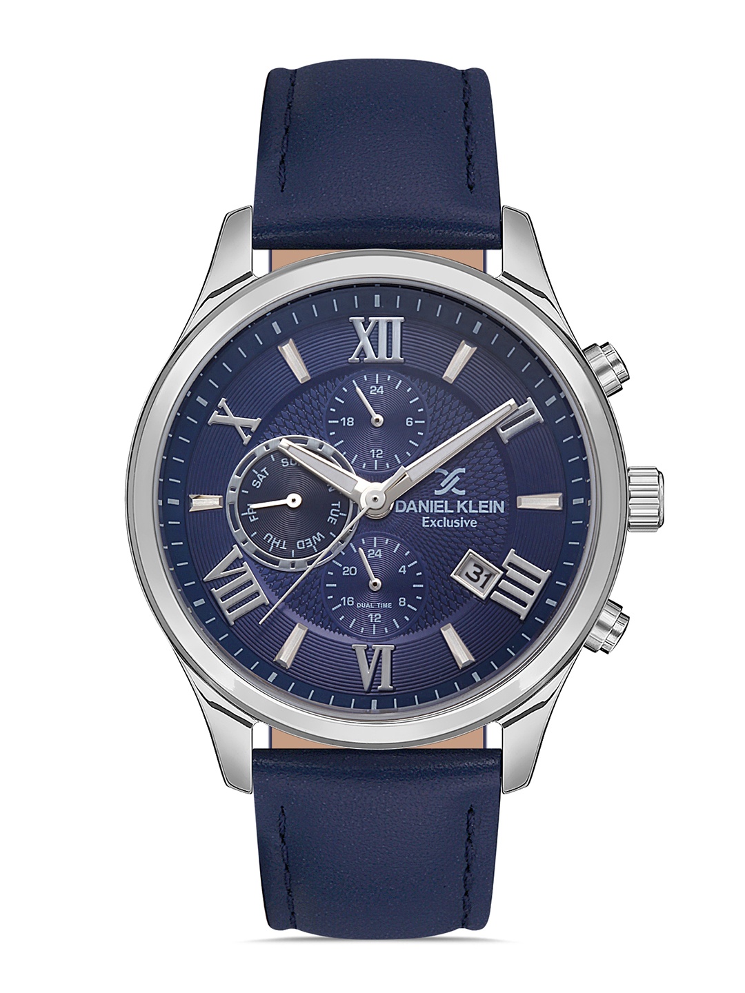 

Daniel Klein Men Silver-Toned Dial & Blue Leather Straps Analogue Watch DK 1 13108-2