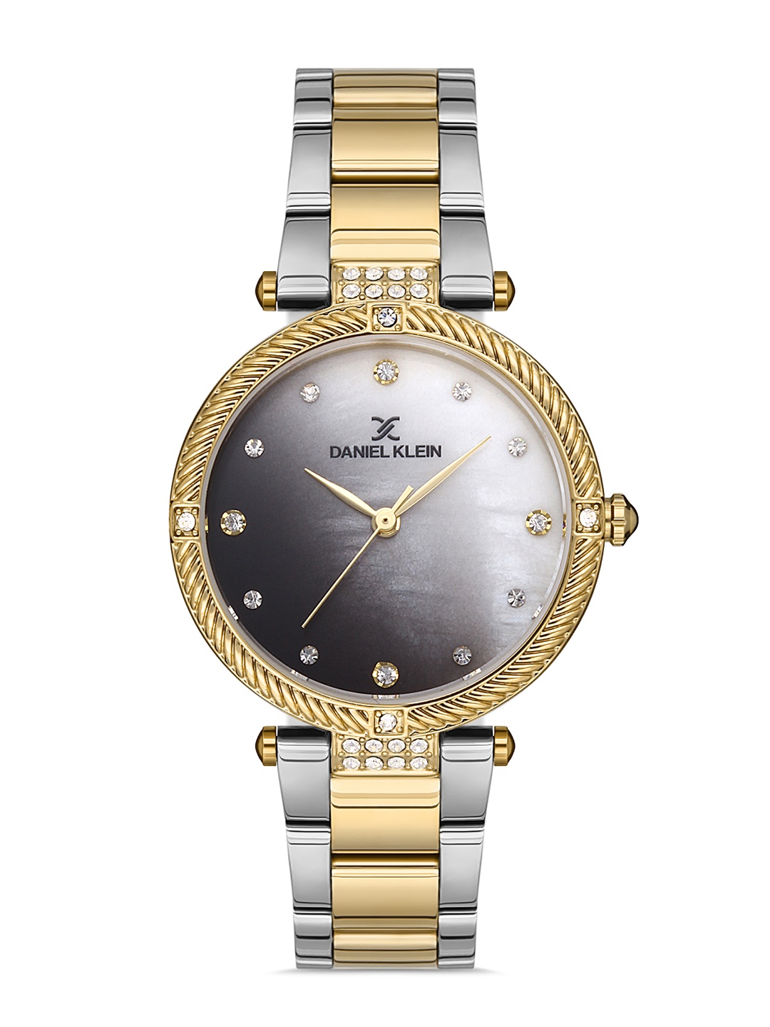 

Daniel Klein Women Gold-Toned Mother of Pearl Dial & Silver Toned Stainless Steel Bracelet Style Straps Watch DK 1 13125-4