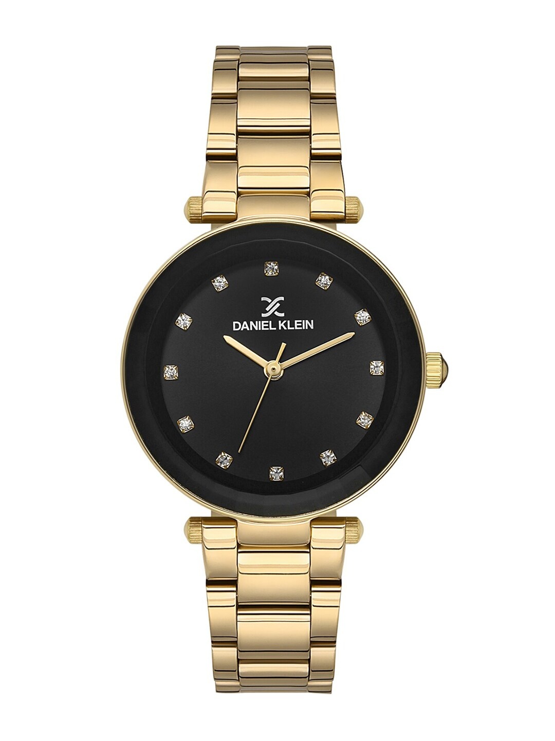 

Daniel Klein Women Black Embellished Dial & Gold Toned Analogue Watch DK.1.13147-6-Gold