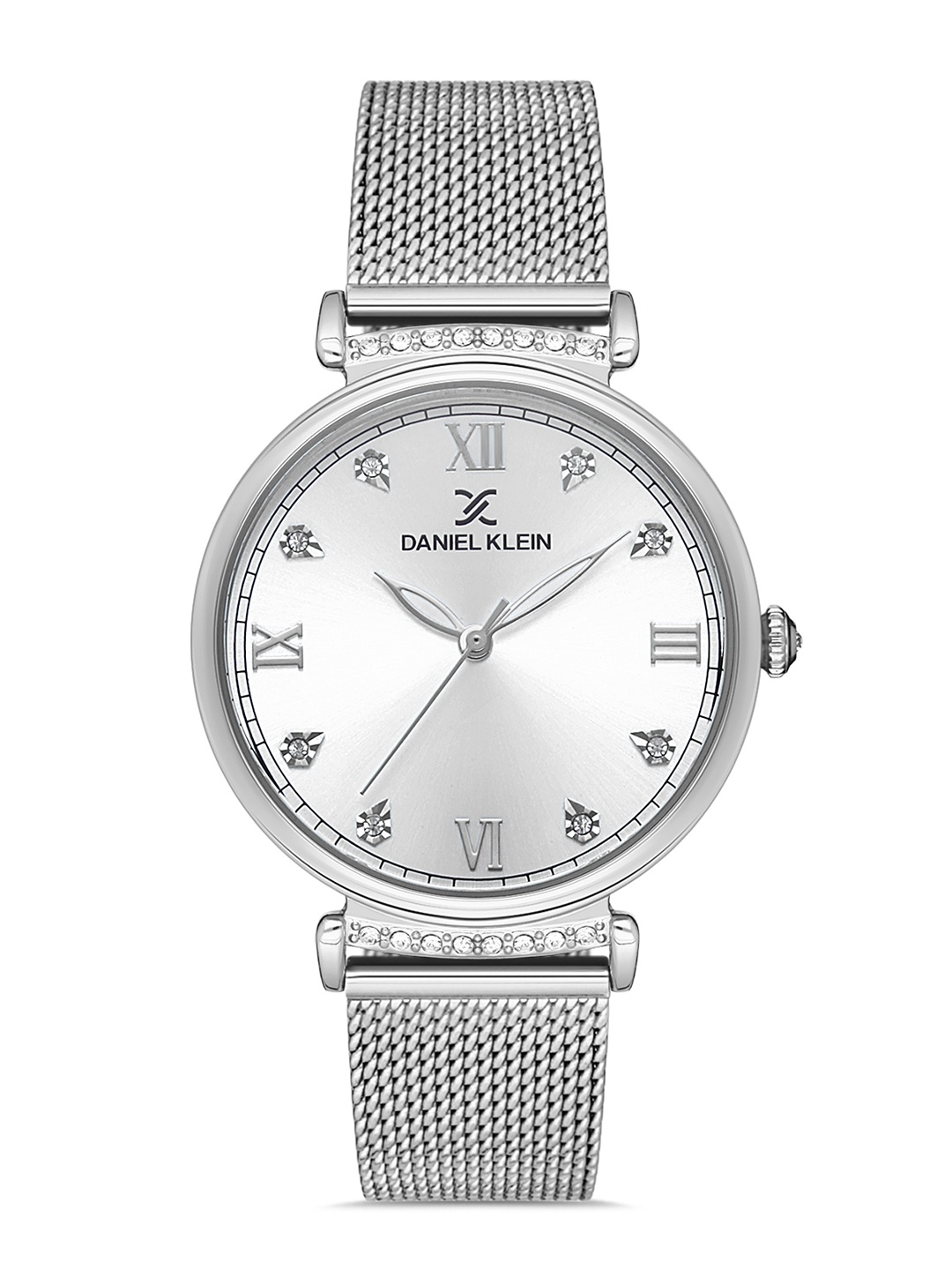 

Daniel Klein Women Silver-Toned Embellished Dial & Silver Toned Bracelet Style Straps Analogue Watch DK 1 13094-1