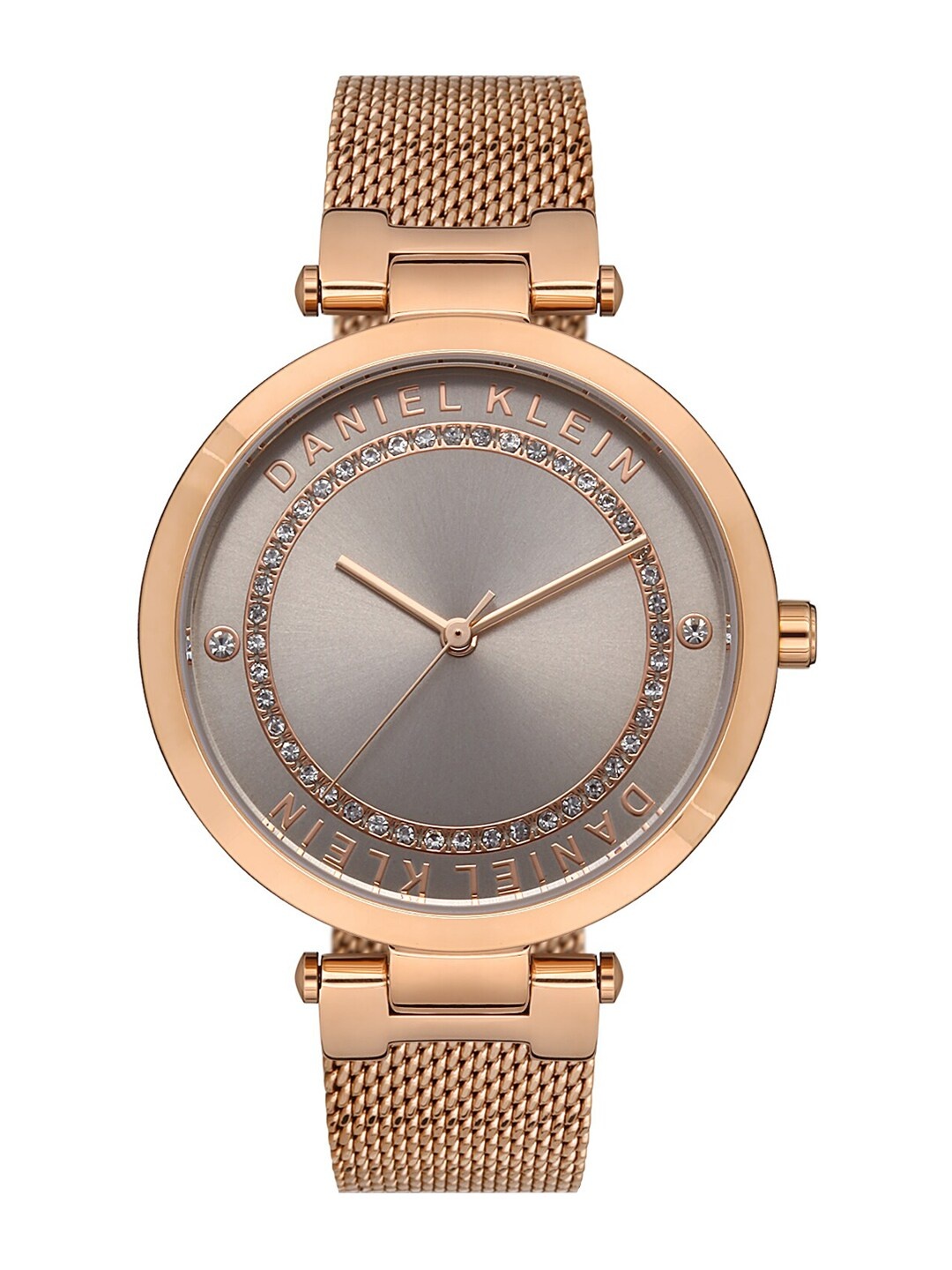 

Daniel Klein Women Rose Gold-Toned Embellished Dial & Rose Gold Toned Bracelet Style Straps Analogue Watch