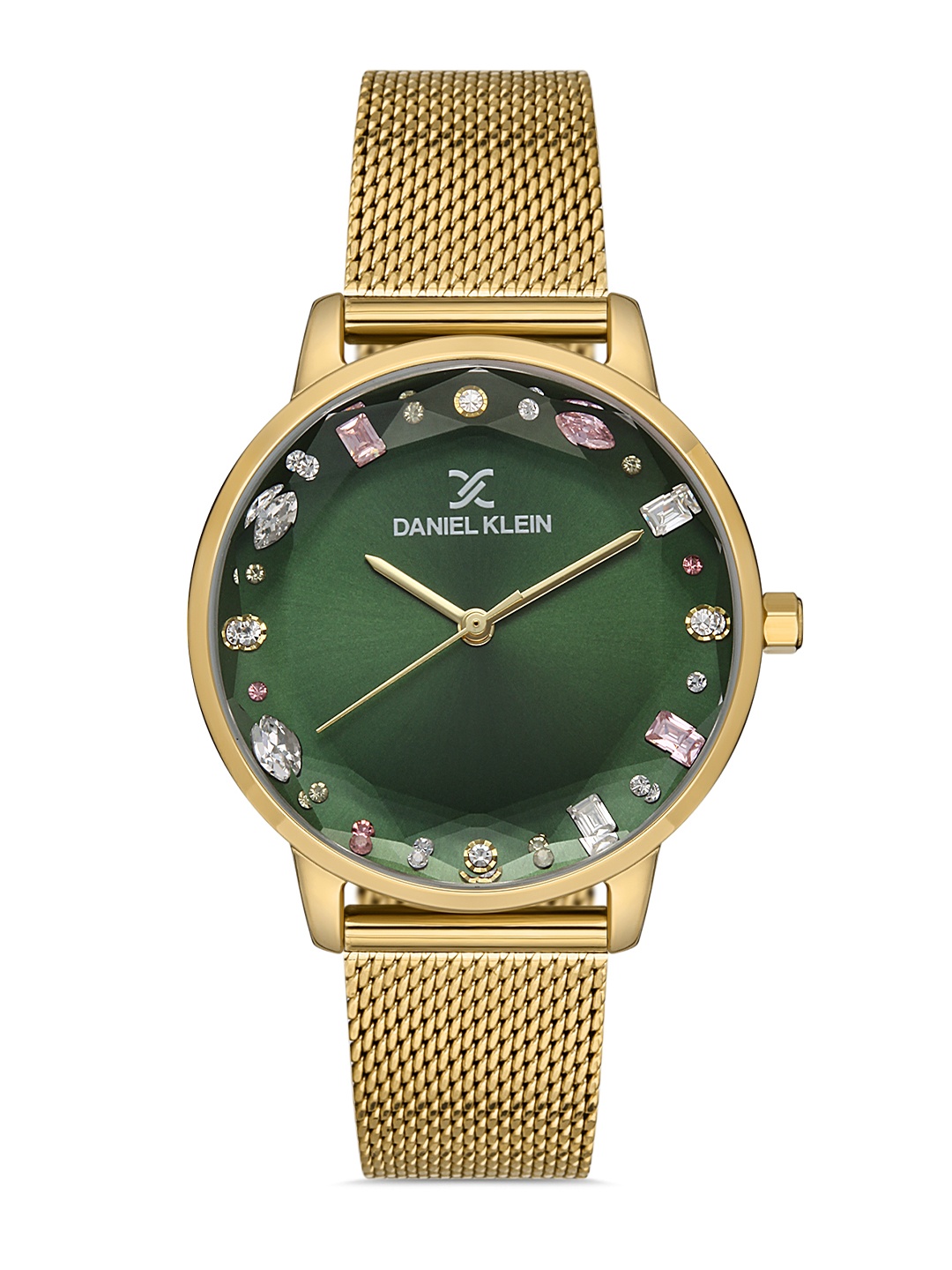 

Daniel Klein Women Green Embellished Dial & Gold Toned Bracelet Style Straps Analogue Watch