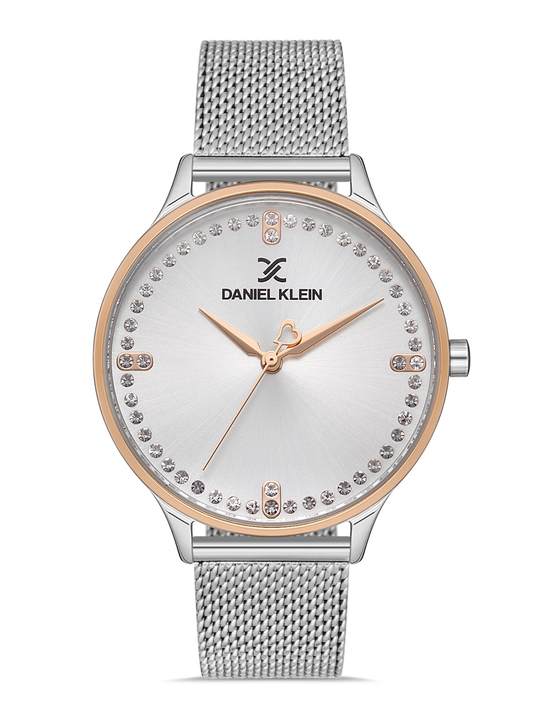 

Daniel Klein Women Pink Embellished Dial & Silver Toned Bracelet Style Straps Analogue Watch DK 1 13043-4