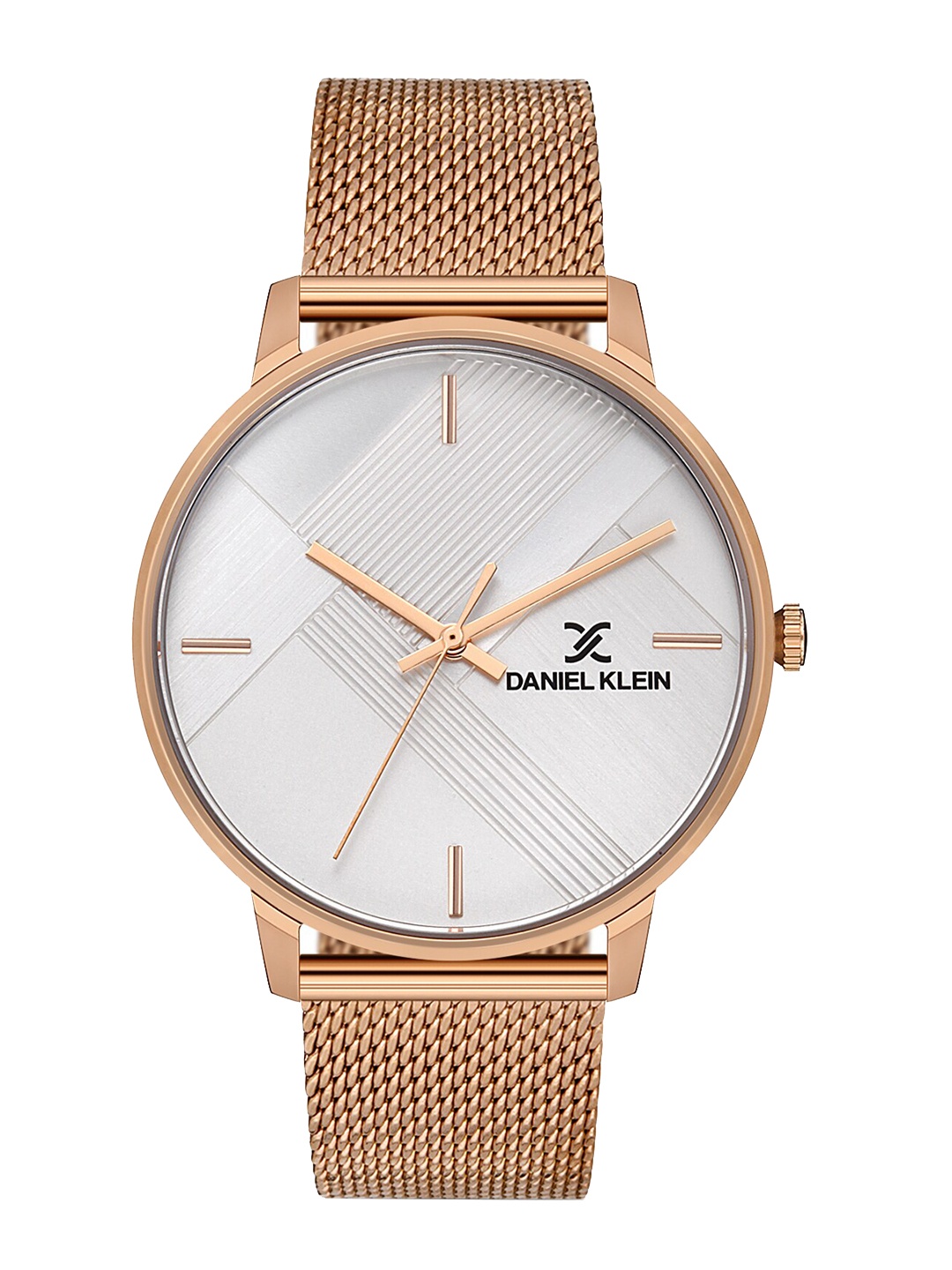 

Daniel Klein Women White Embellished Dial & Rose Gold Toned Bracelet Style Straps Analogue Watch, Pink