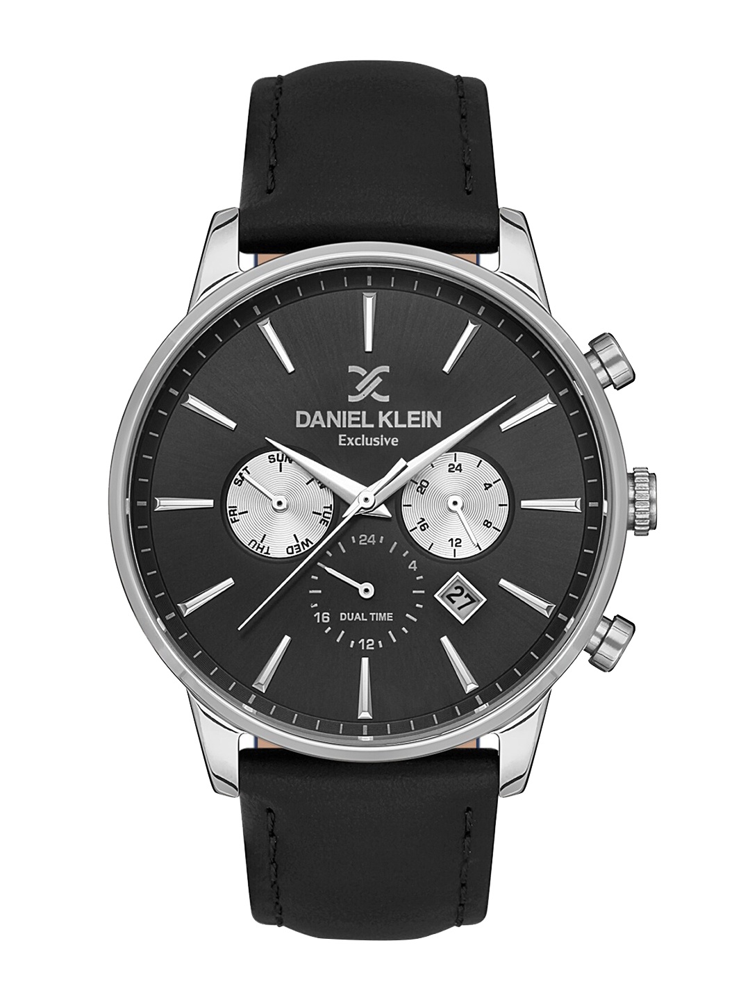 

Daniel Klein Men Silver-Toned Dial & Black Leather Straps Analogue Watch