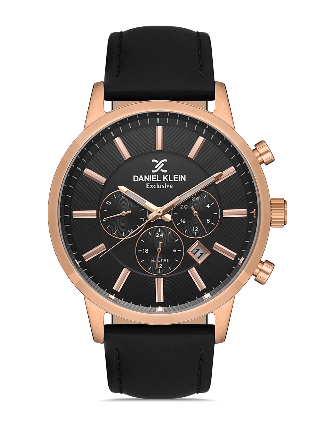 

Daniel Klein Men Pink Dial & Black Leather Straps Analogue Watch
