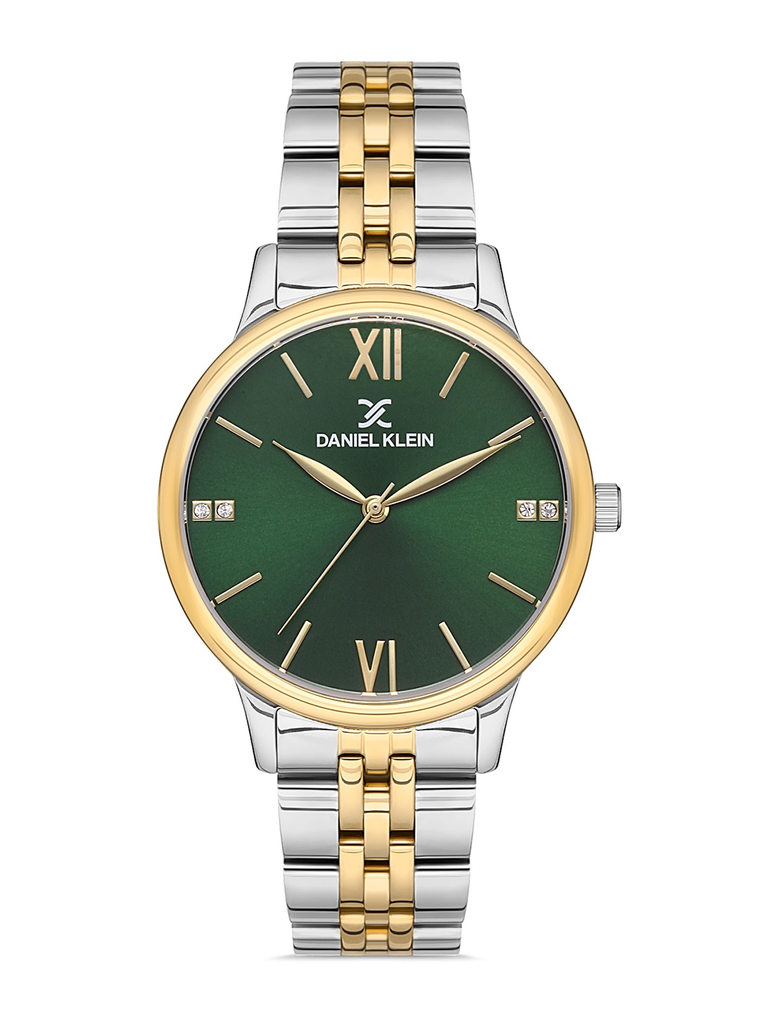 

Daniel Klein Women Green Embellished Dial & Silver Toned Stainless Steel Bracelet Style Straps Analogue Watch