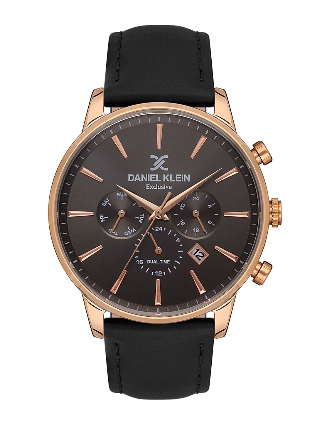 

Daniel Klein Men Pink Dial & Black Leather Straps Analogue Watch