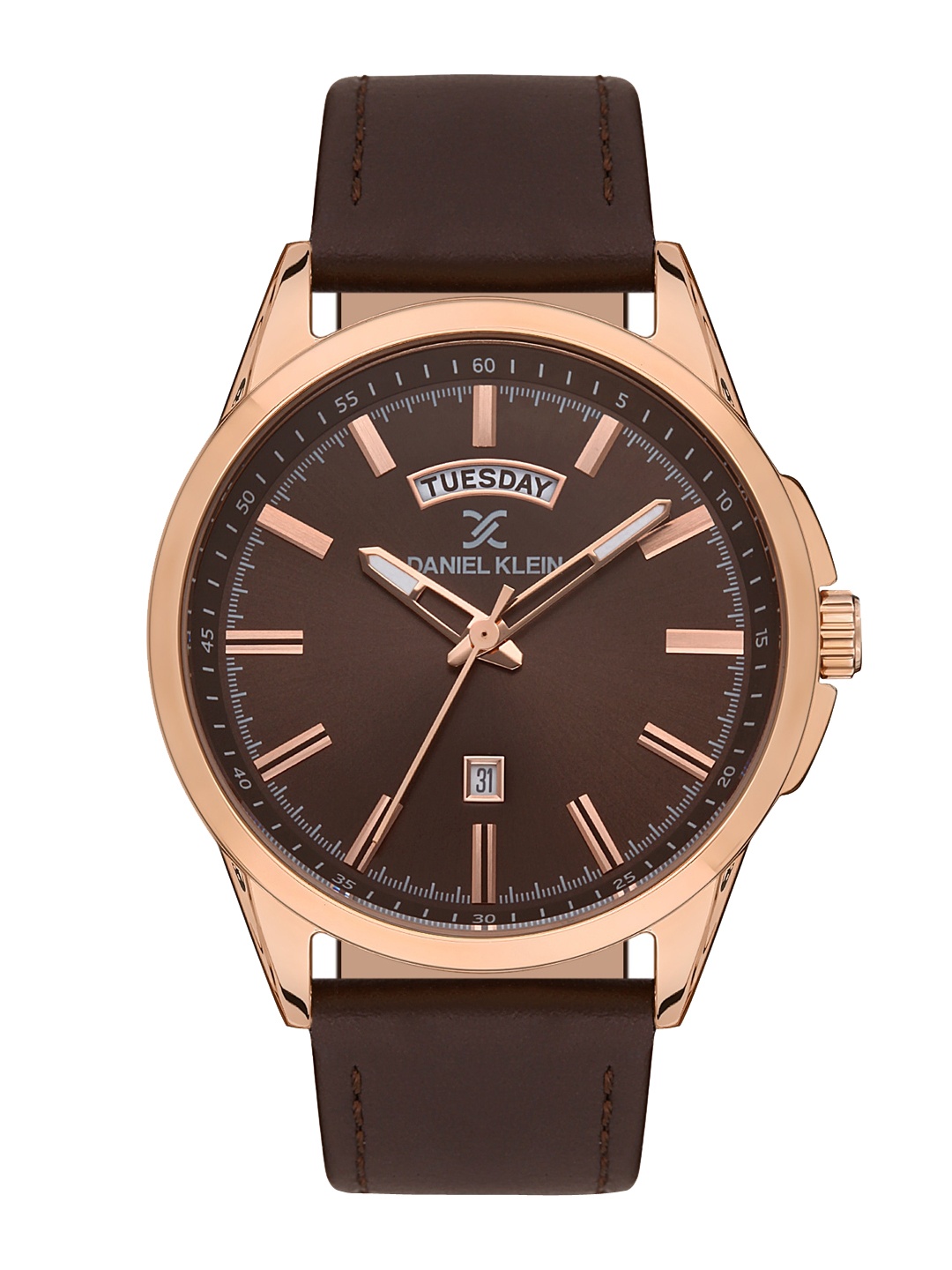 

Daniel Klein Men Pink Dial & Brown Leather Straps Analogue Watch
