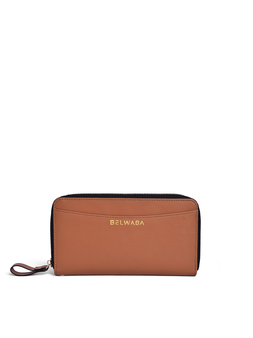 

Belwaba Women Tan & Black PU Zip Around Wallet