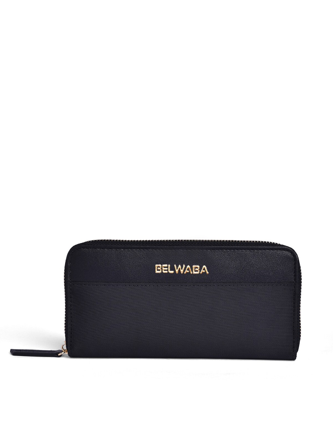 

Belwaba Women Black Solid PU Zip Around Wallet