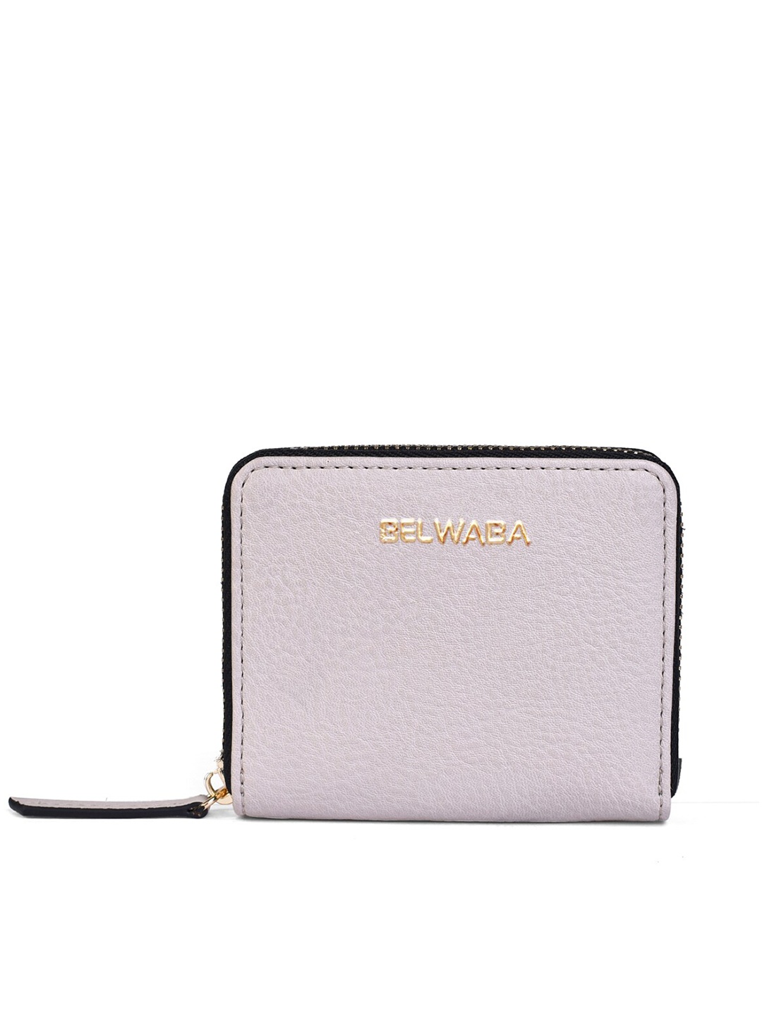 

Belwaba Women Grey & Black Textured PU Zip Around Wallet