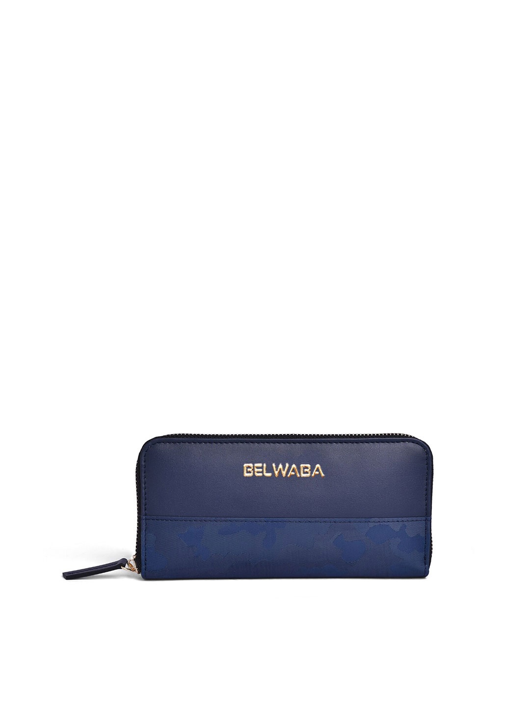 

Belwaba Women Navy Blue Abstract Printed PU Zip Around Wallet