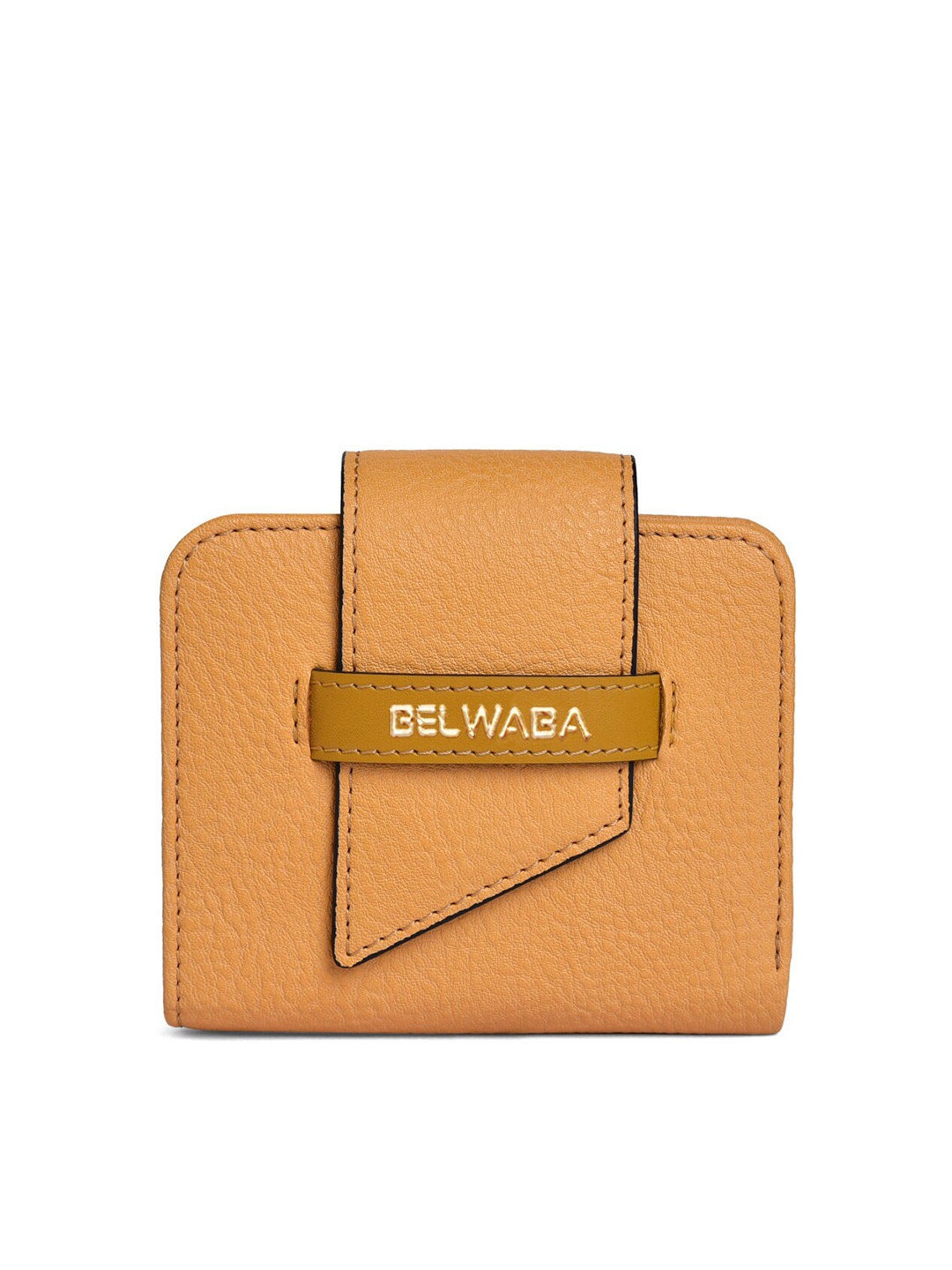 

Belwaba Women Mustard Textured PU Two Fold Wallet