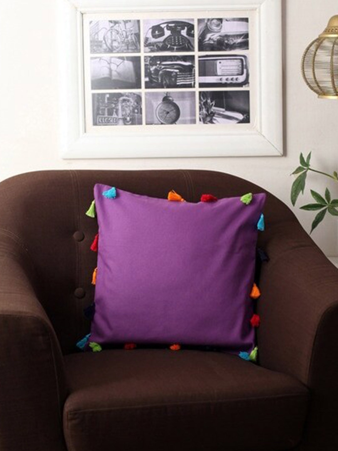 

Lushomes Purple & Red Square Cushion Cover