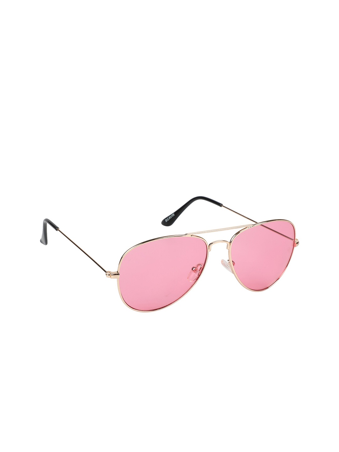 

Scavin Unisex Pink Lens & Gold-Toned Aviator Sunglasses with UV Protected Lens