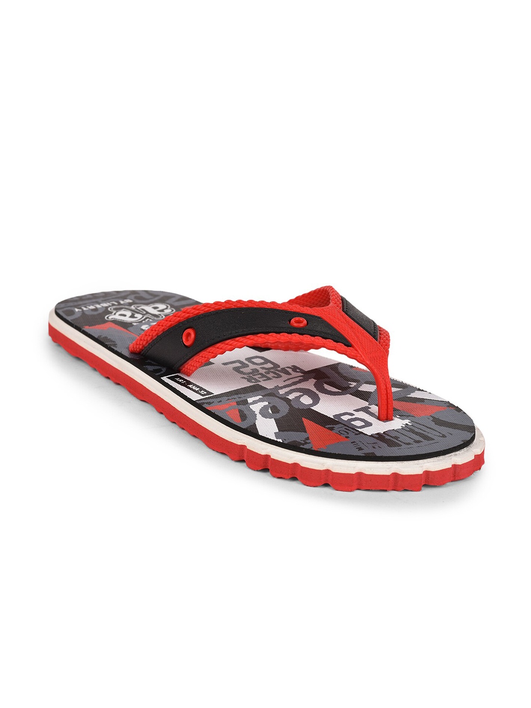 

Liberty Men Red & Black Printed Thong Flip-Flops