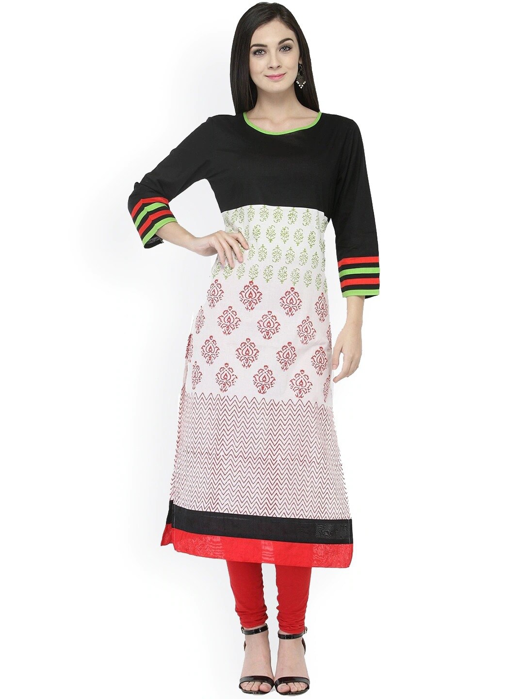 

Tulsattva Women Black Ethnic Motifs Printed Kurta