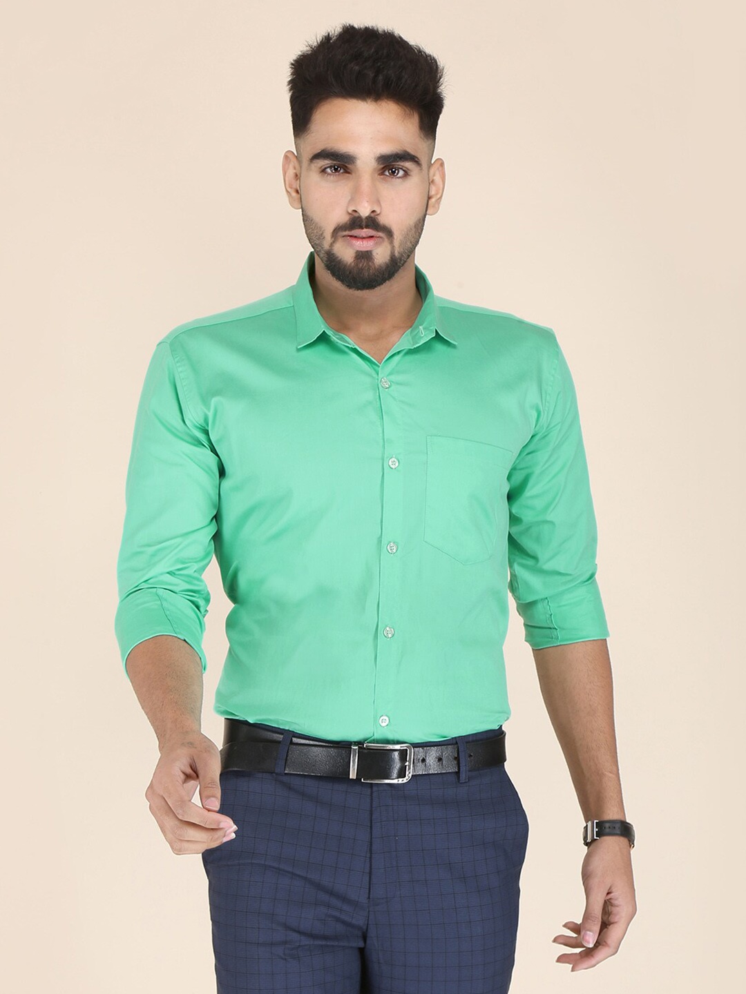 

FUBAR Men Sea Green Solid Formal Shirt