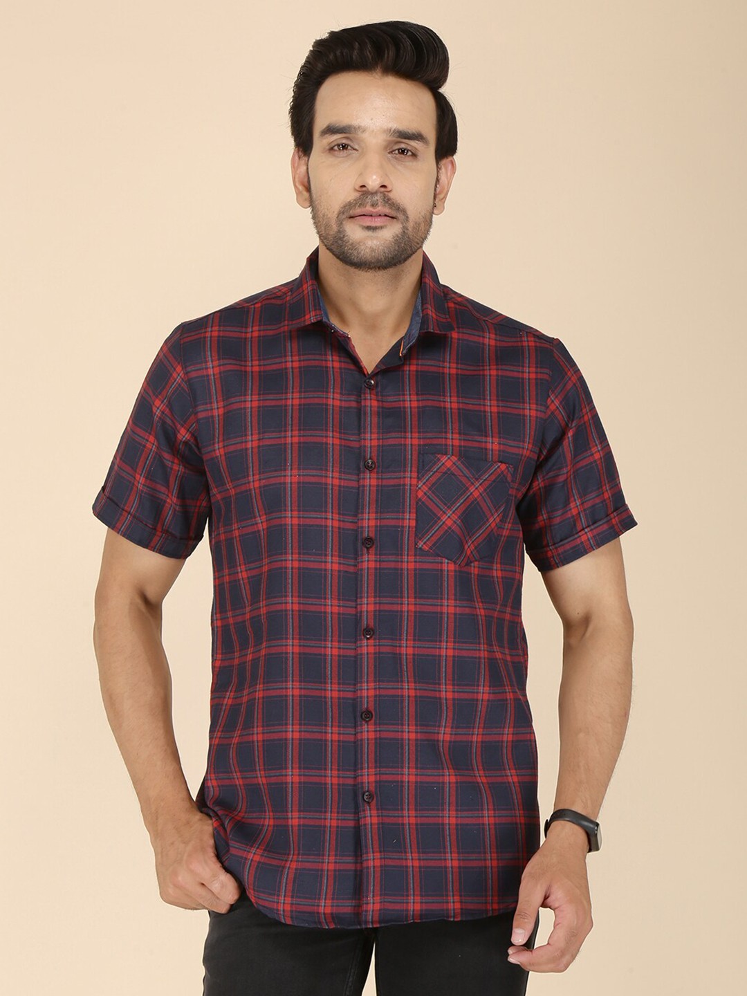 

FUBAR Men Maroon Modern Tartan Checks Checked Casual Shirt