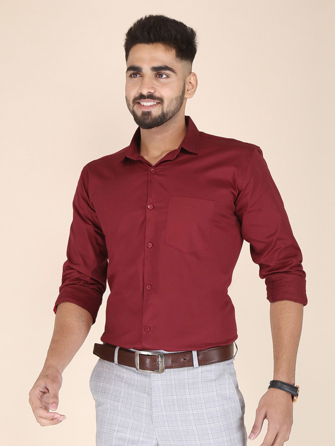 

FUBAR Men Maroon Modern Casual Shirt