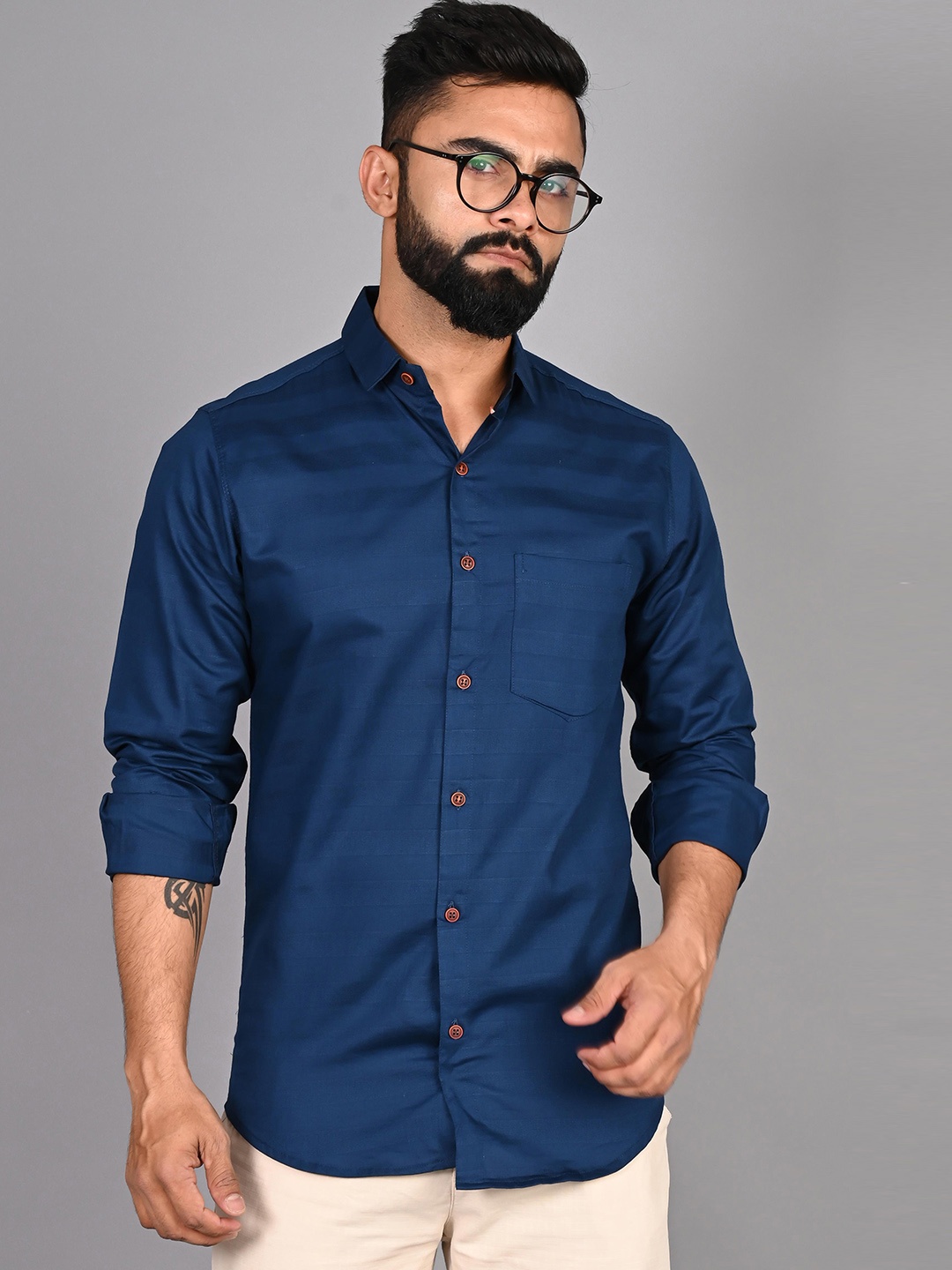 

FUBAR Men Blue Modern Casual Shirt