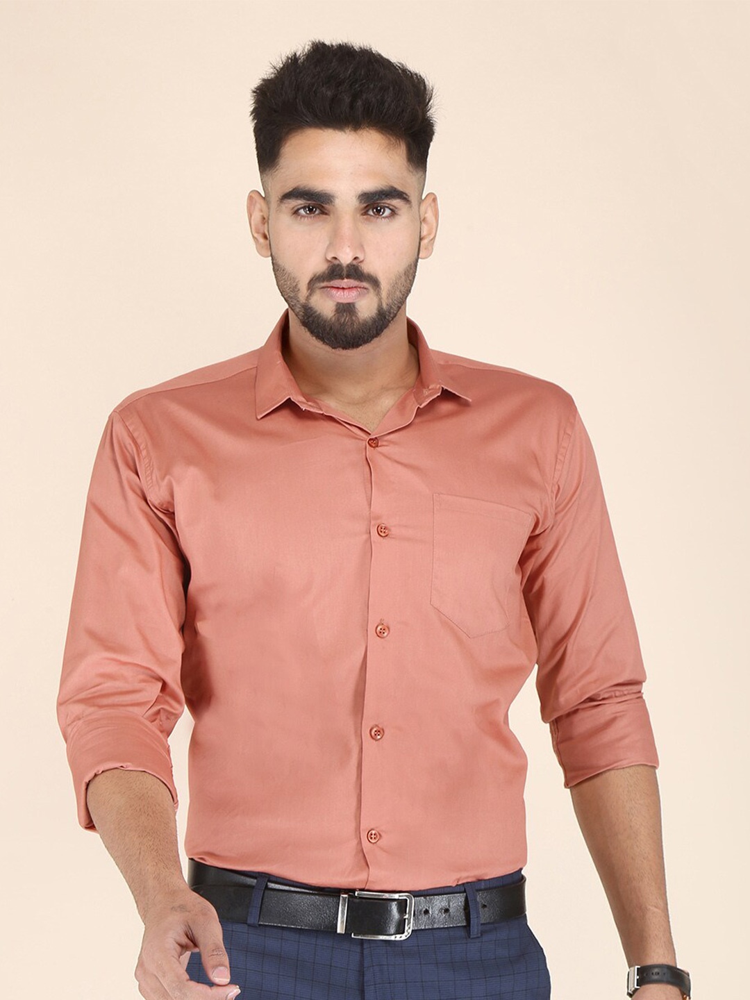 

FUBAR Men Peach-Coloured Modern Formal Shirt