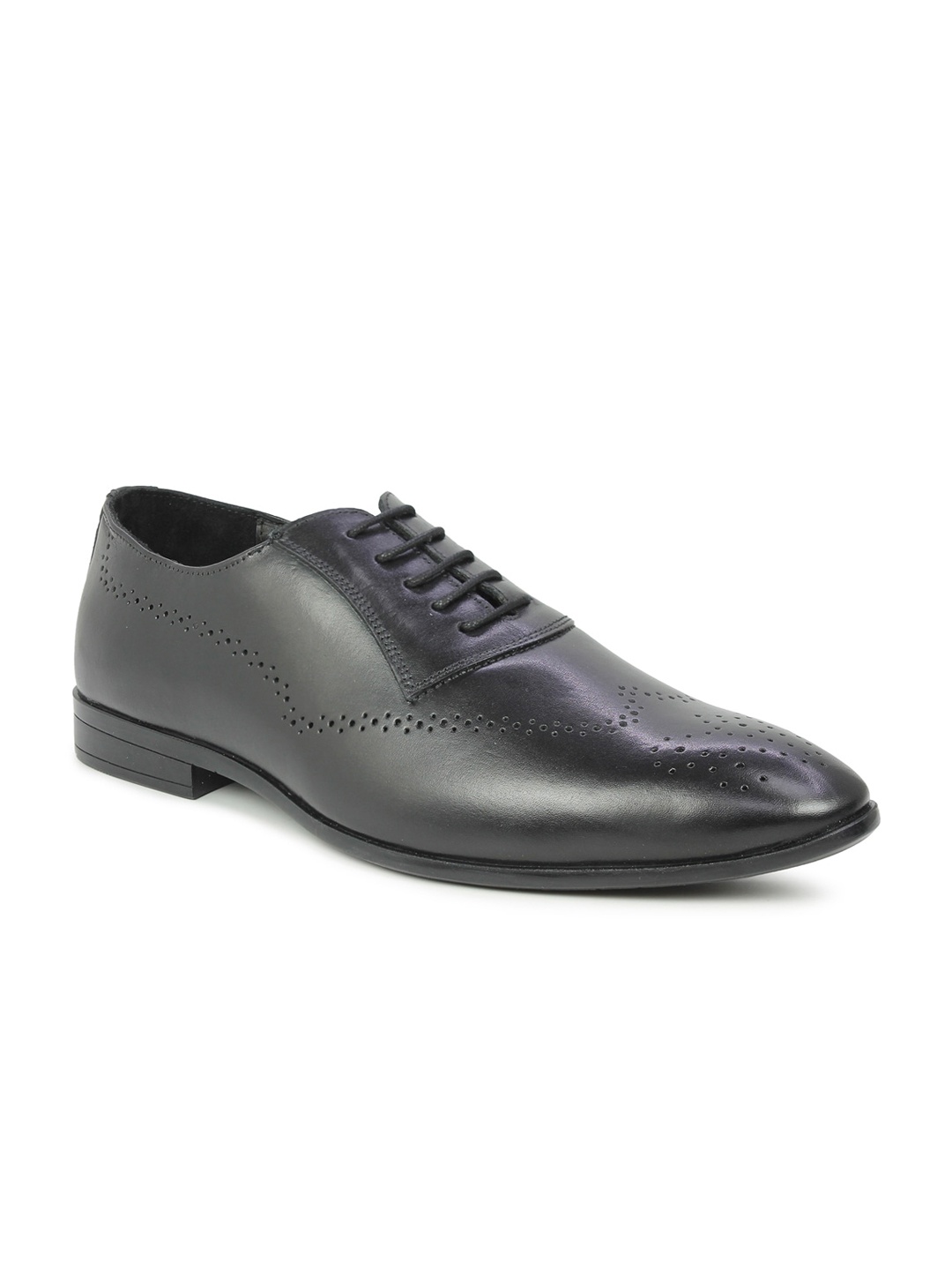

PRIVO Men Black Solid Leather Formal Oxfords