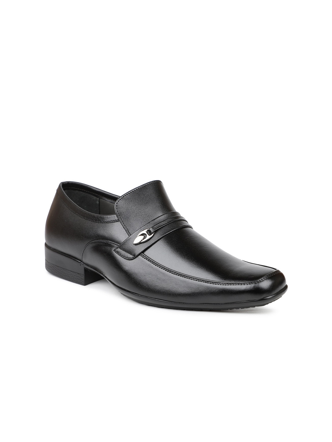 

PRIVO by Inc.5 Men Black Leather Formal Slip-On Shoes