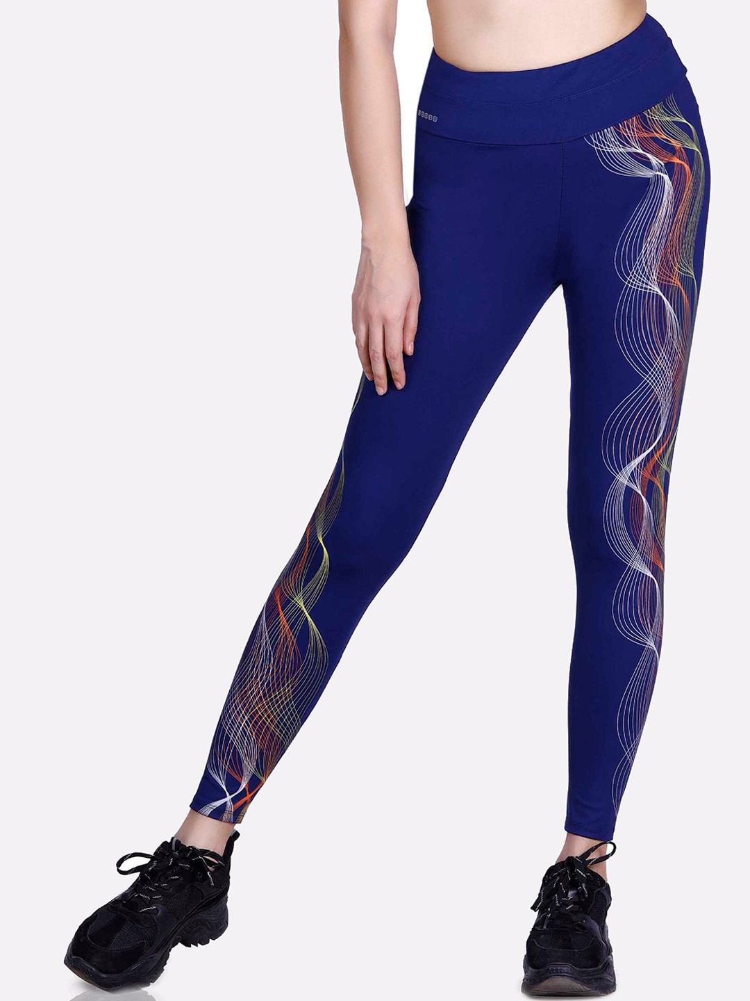 

LAASA SPORTS Women Navy Blue Printed Track Pant