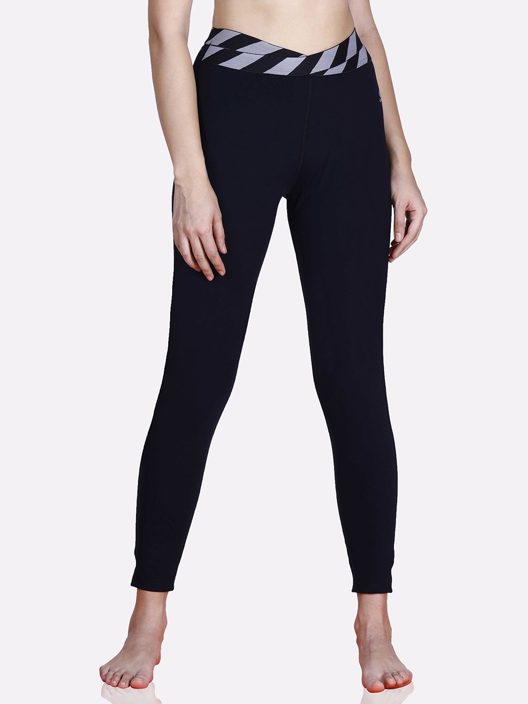

LAASA SPORTS Women Black Just-Dry High Waist Solid Tights