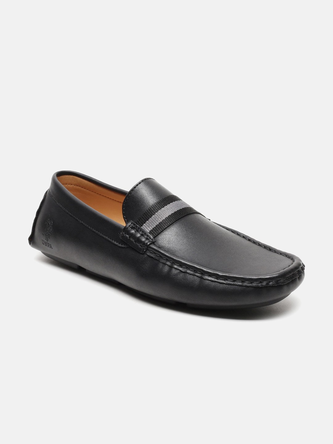 

U S Polo Assn Men Black PU Loafers