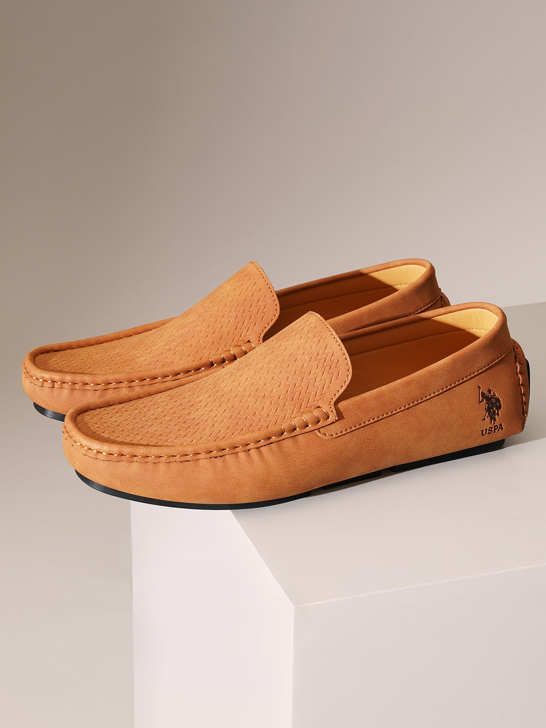 

U S Polo Assn Men Tan Solid PU Loafers