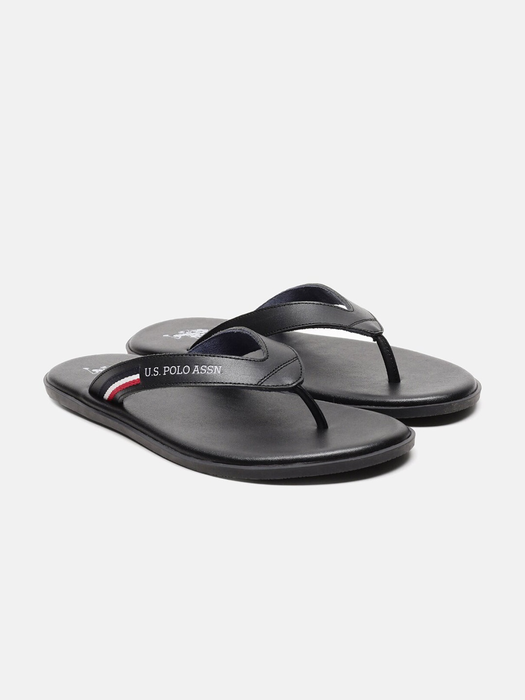 

U S Polo Assn Men Black PU Comfort Sandals