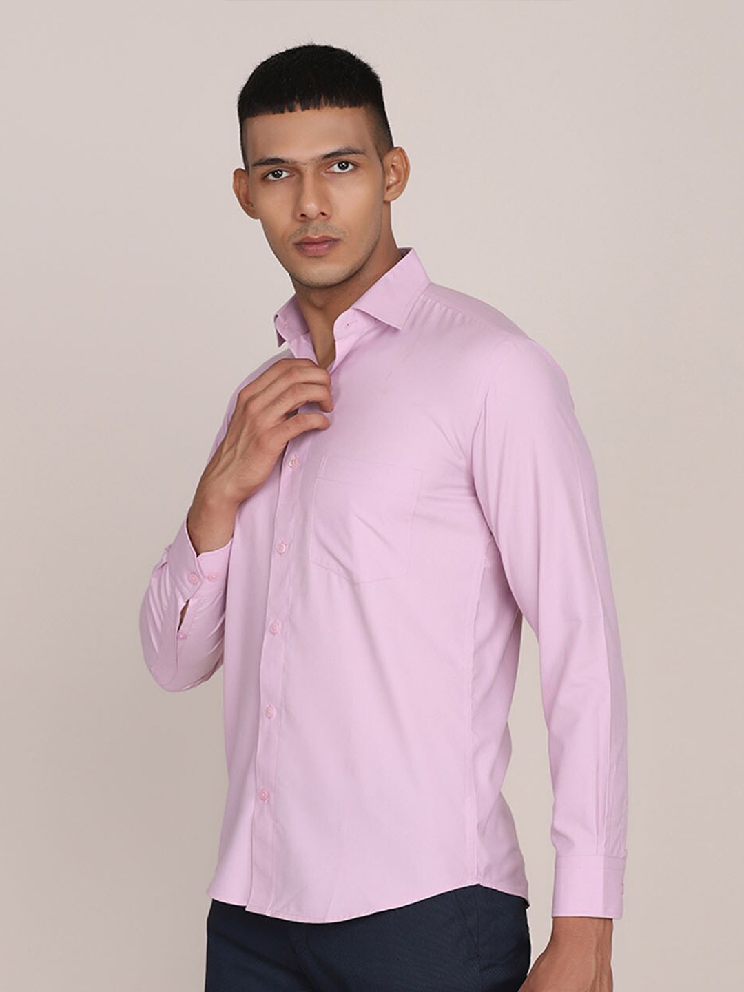 

TAHVO Men Mauve Comfort Slim Fit Formal Cotton Shirt