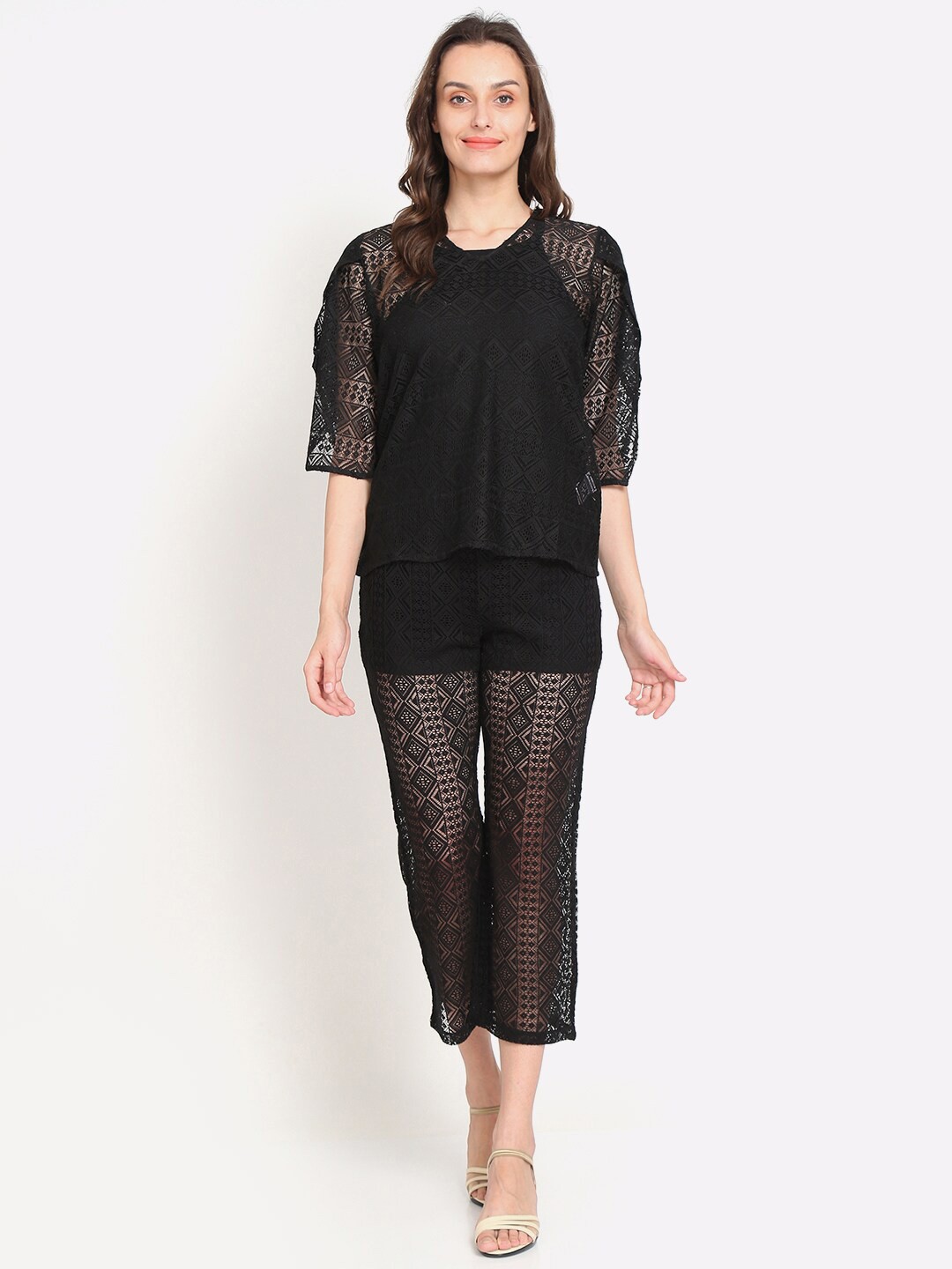 

NoBarr Women Black Self Design Top