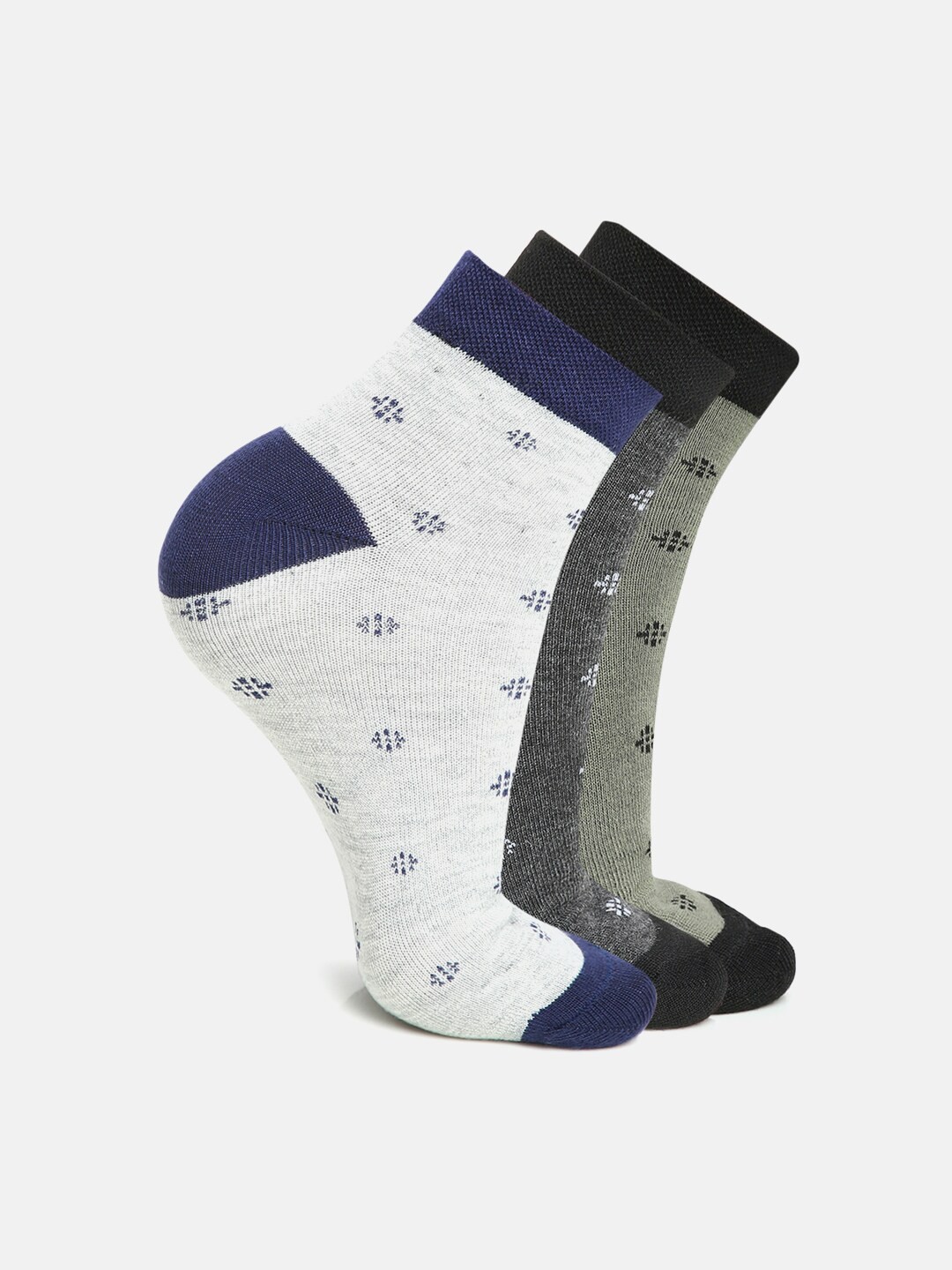 

Urban Dog Men Pack of 3 Patterned Ankle-Length Socks, Charcoal