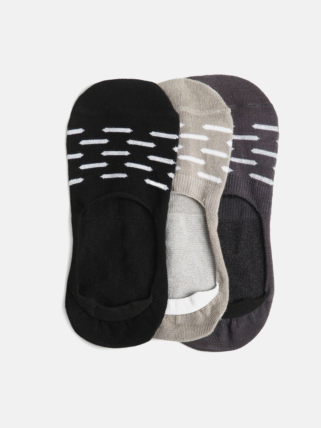 

Urban Dog Men Pack Of 3 Black & Grey Patterned Shoe Liner Socks